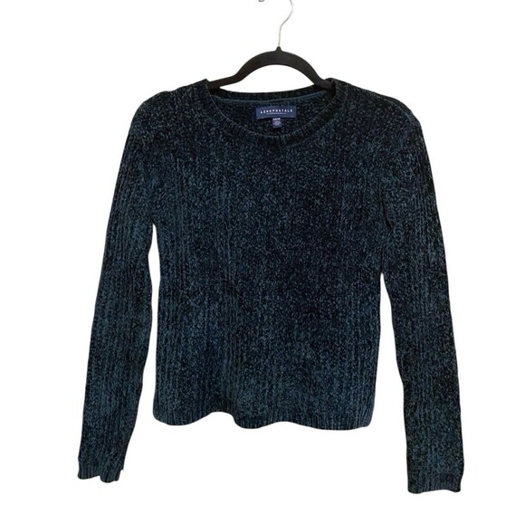 Aeropostale Forest  green chenille crewneck women Sweater Size XS/PT - Picture 1 of 9